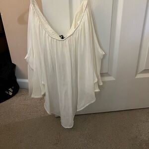 Express White Tube/Crop Top With Cold Sleeves